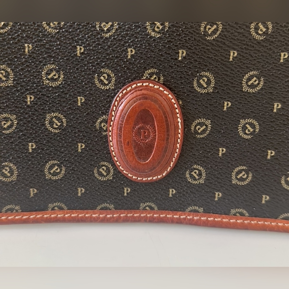 Pollini Logo Vintage Black Brown Leather crossbody/shoulder bag - Picture 3 of 14